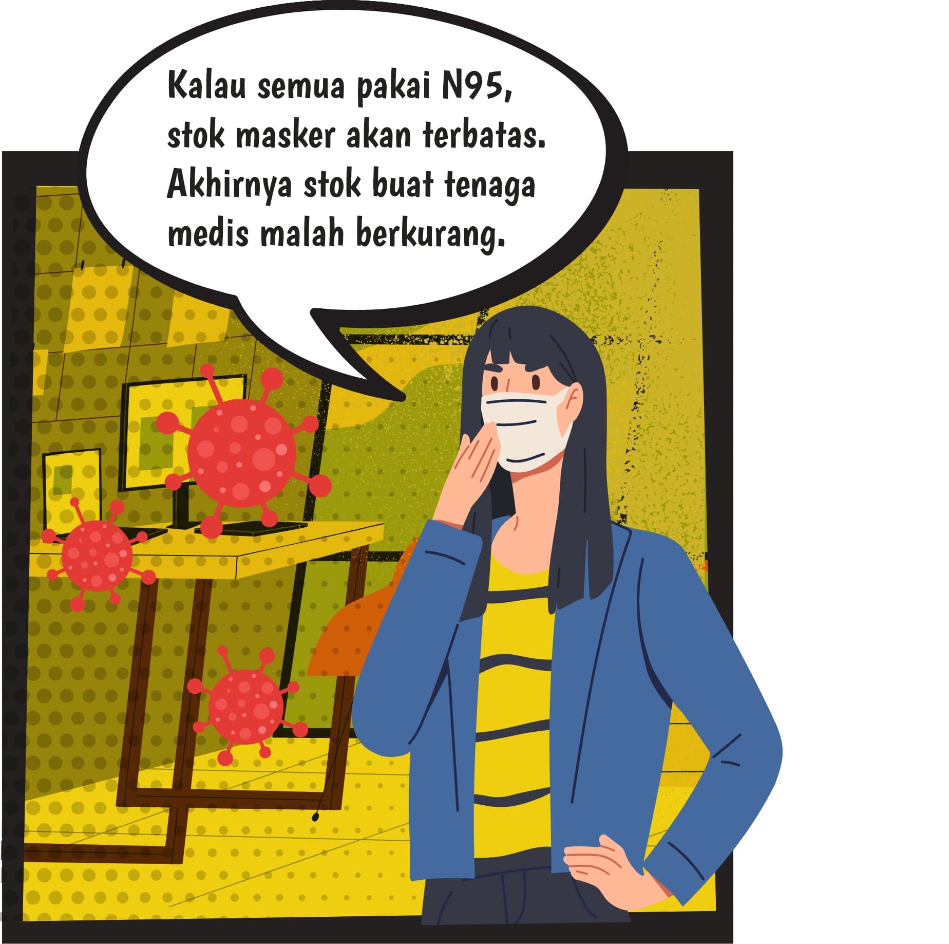 Gambar orang komentar: Kalau semua pakai N95, stok masker akan terbatas. Akhirnya stok buat tenaga medis malah berkurang.